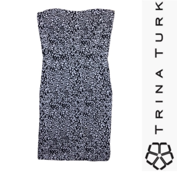 TRINA TURK Leopard Print Strapless Dress - Picture 3 of 6
